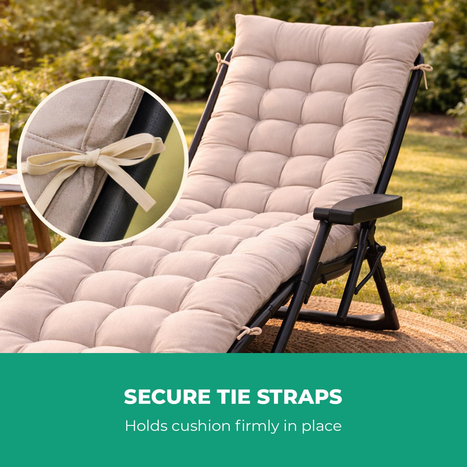 Cream Pack Of 2 Sun Lounger Cushions For Recliner Chair