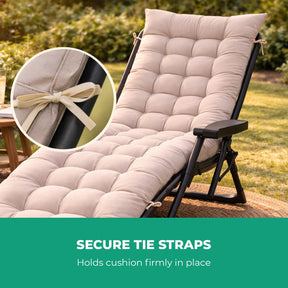 Cream Pack Of 2 Sun Lounger Cushions For Recliner Chair