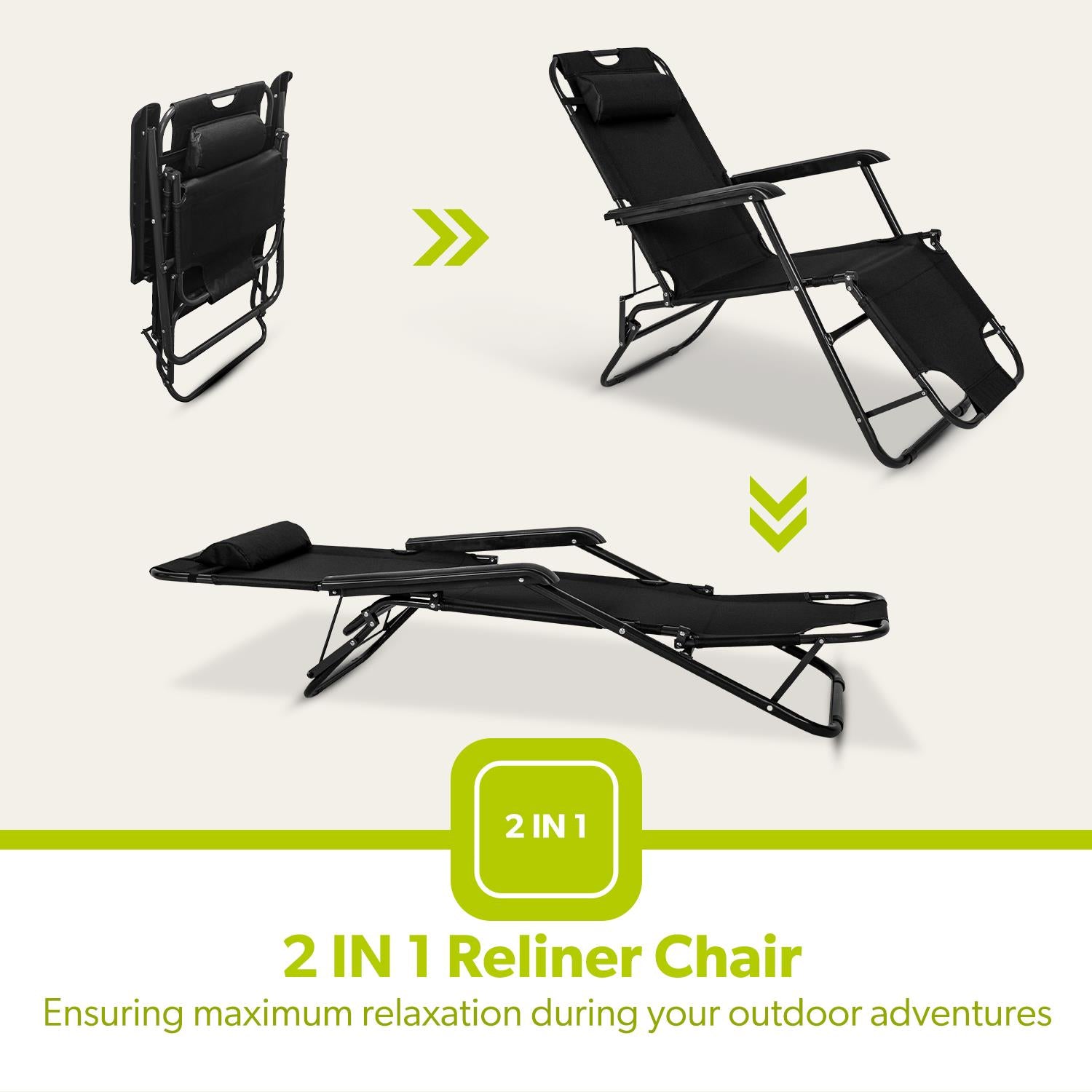 Pack Of 2 Folding Reclining Outdoor Chairs and Loungers