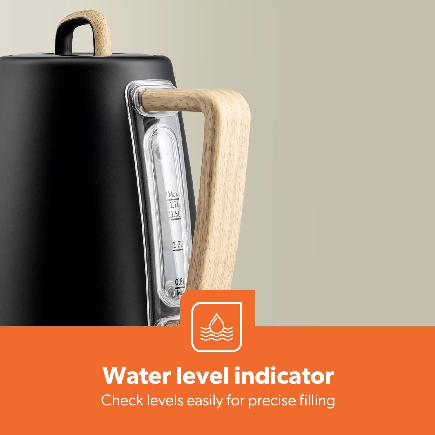 NordiQ Black 1.7L Fast Boil Stainless Steel Electric Kettle