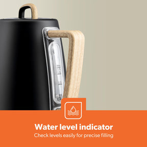 NordiQ Black 1.7L Fast Boil Stainless Steel Electric Kettle