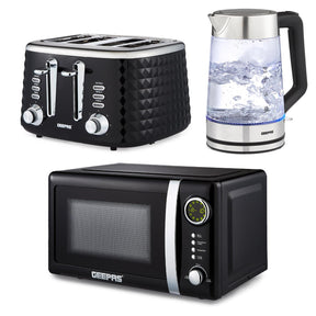 Digital 20L Microwave, Illuminating 1.7L Kettle & 4 Slice Toaster Set