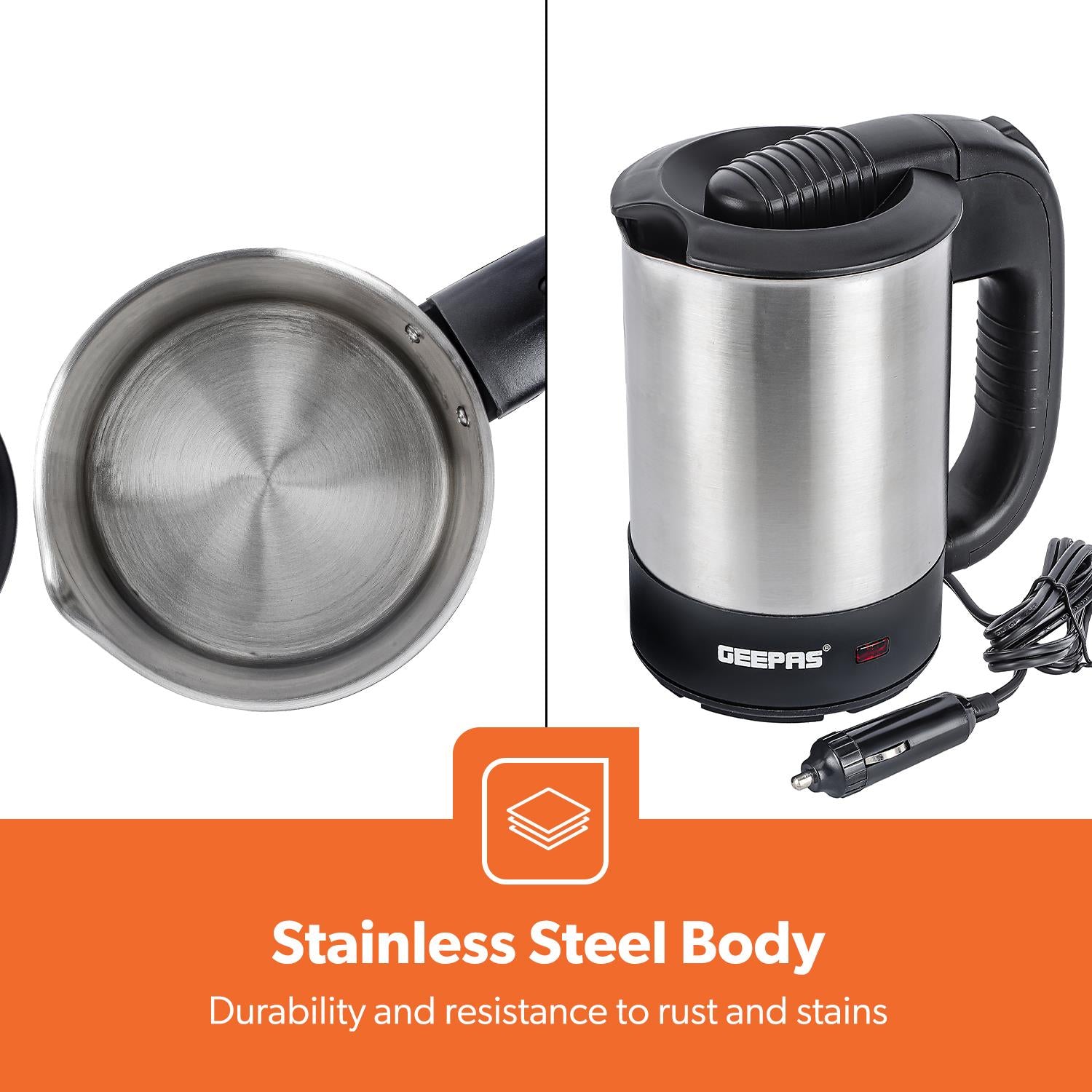 12V Stainless Steel Portable Car and Truck Kettle 500ml