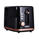 Aurora 2-Slice Black and Rose Gold Bread Toaster 7 Browning Levels