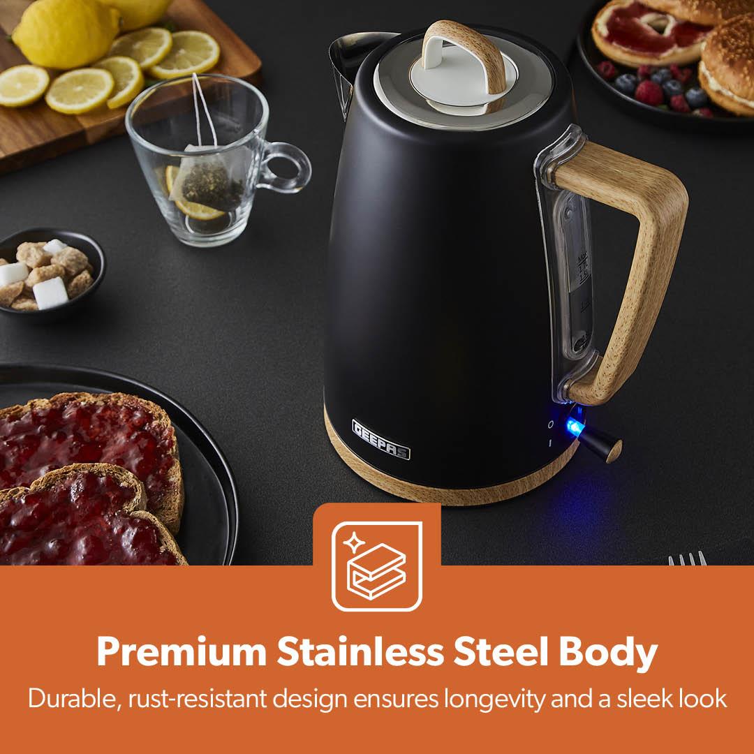 NordiQ Black 1.7L Fast Boil Stainless Steel Electric Kettle