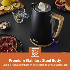 NordiQ Black 1.7L Fast Boil Stainless Steel Electric Kettle