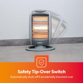 Set Of 2 Grey Instant Halogen Heaters With 3 Heat Settings