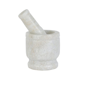 4" White Marble Pestle & Mortar Spice Grinder Set