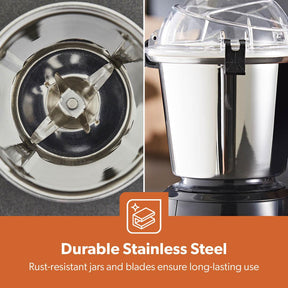 3-In-1 Black Wet & Dry Electric Mixer Grinder With Multi-Jar Set