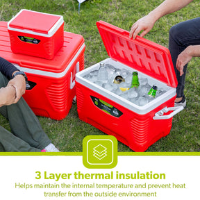 Red 3-Piece Ice Chest Cooler Set (5L, 25L & 50L)