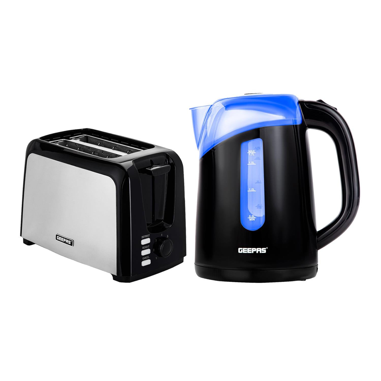 2 Slice Toaster & 1.7L Illuminating Electric Kettle Set