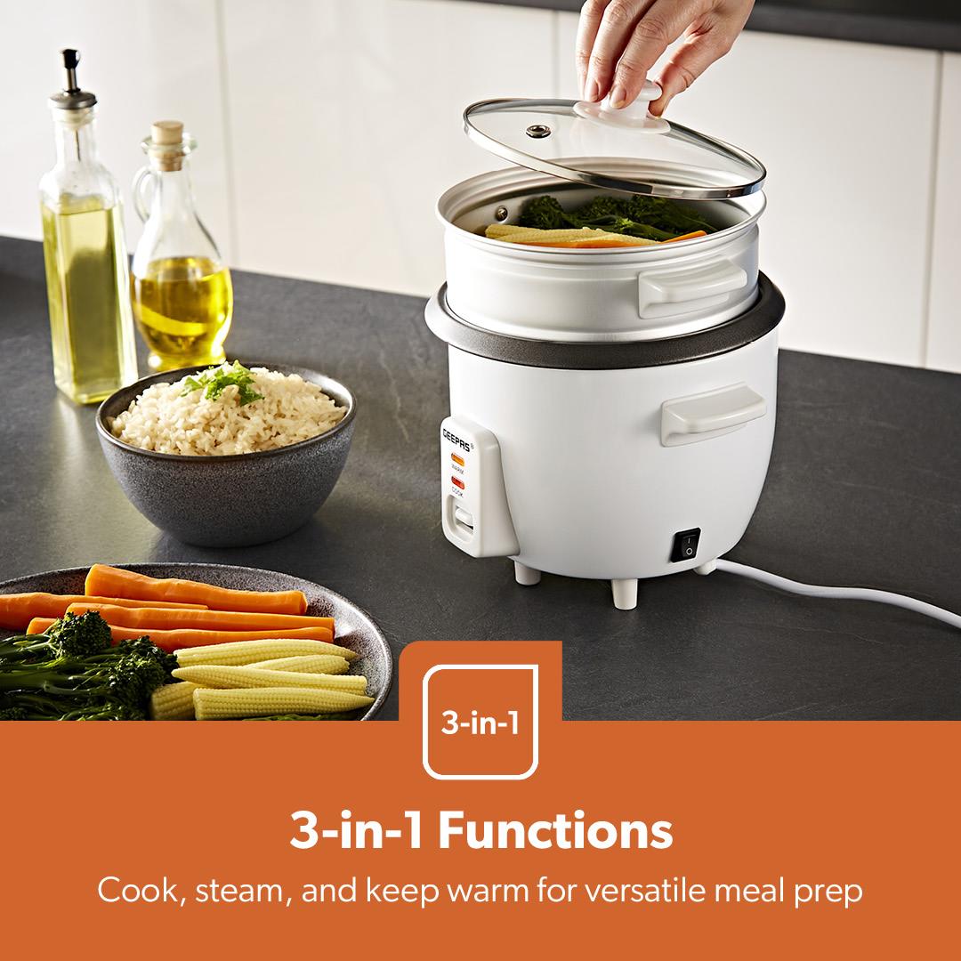 3-In-1 White Automatic Electric Rice Cooker and Steamer 0.6L