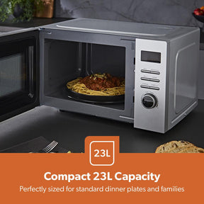 23L Digital Microwave Oven With Auto Cook, Defrost & LED Display, Silver