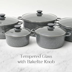 5-Piece Grey Die-Cast Casserole Cookware Set