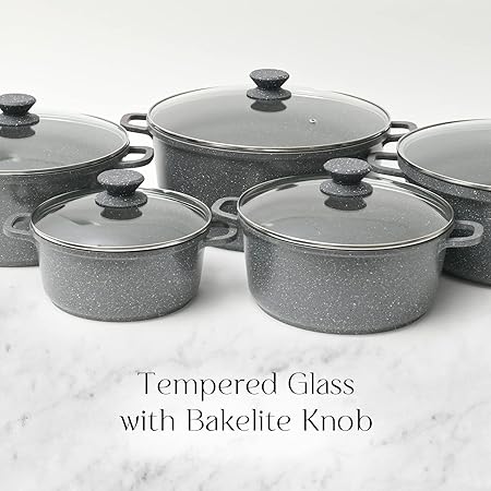 5-Piece Grey Die-Cast Casserole Cookware Set