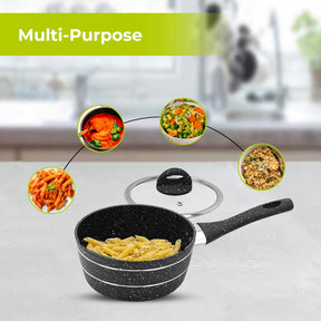 Non-Stick Saucepan Granite Coated Cooking Pot With Lid (16-20cm)