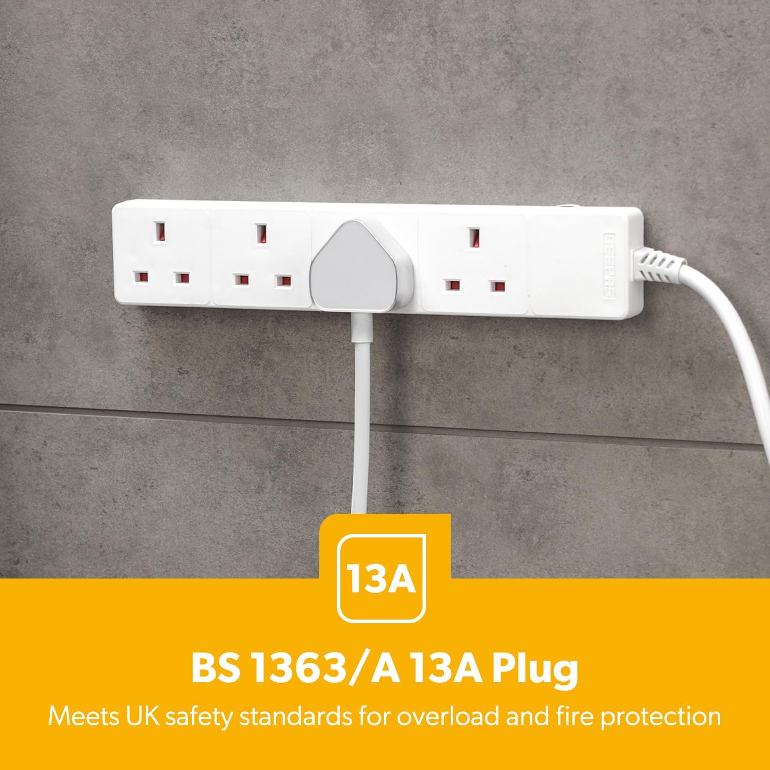 4 Gang Extension Lead, 2M Cable 4-Way Plug Extension Cable