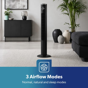 46-Inch Silent Black Tower Fan With Remote Control