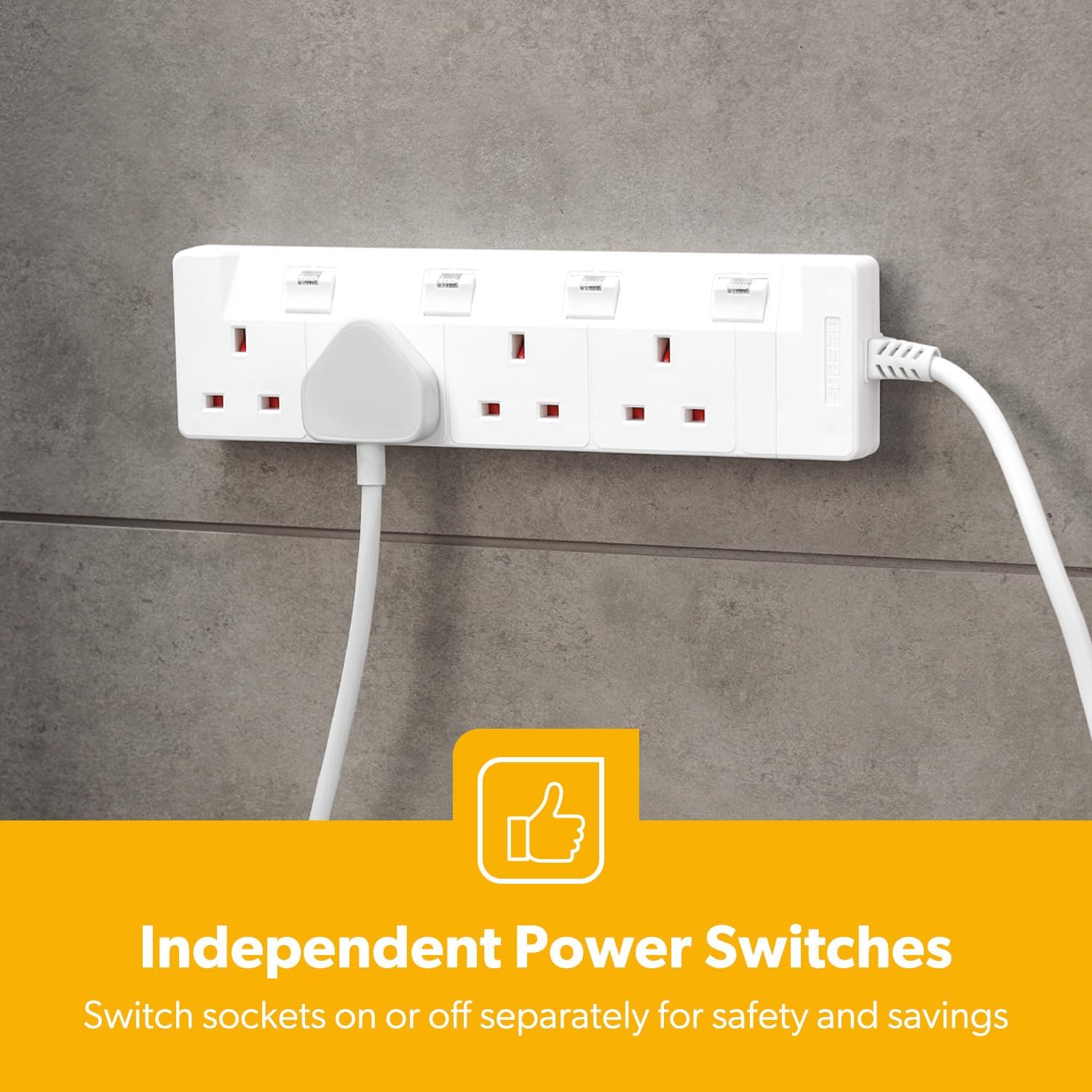 4 Gang Extension Lead, 10M Cable 4-Way Plug Extension Cable