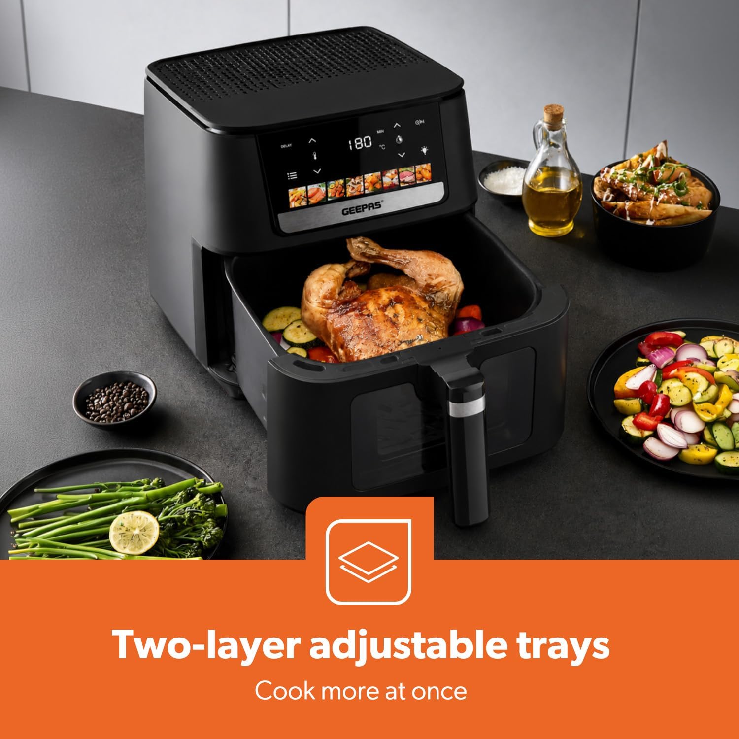 6.5L Digital Family-Sized 8-in-1 Convection Air Fryer with LED Touchscreen