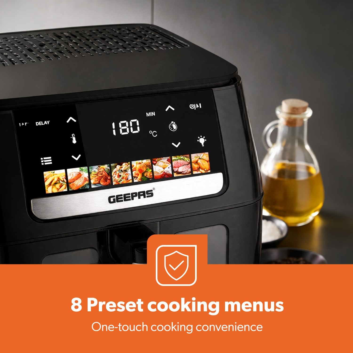 6.5L Digital Family-Sized 8-in-1 Convection Air Fryer with LED Touchscreen
