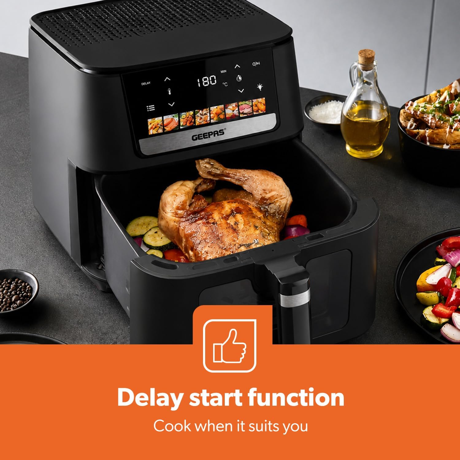 6.5L Digital Family-Sized 8-in-1 Convection Air Fryer with LED Touchscreen