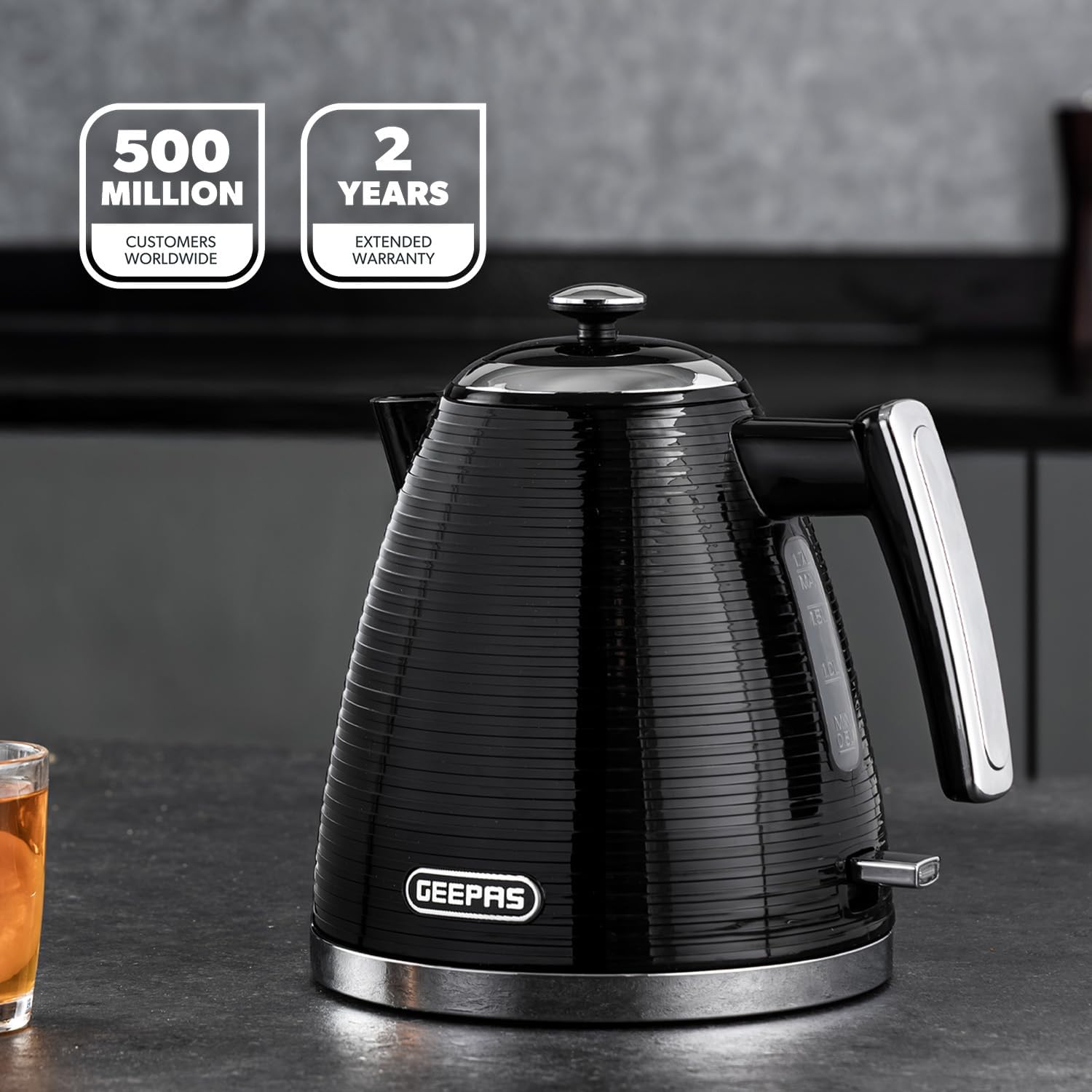 Linear 1.7L Electric Kettle Rapid Boil Cordless Jug Kettle