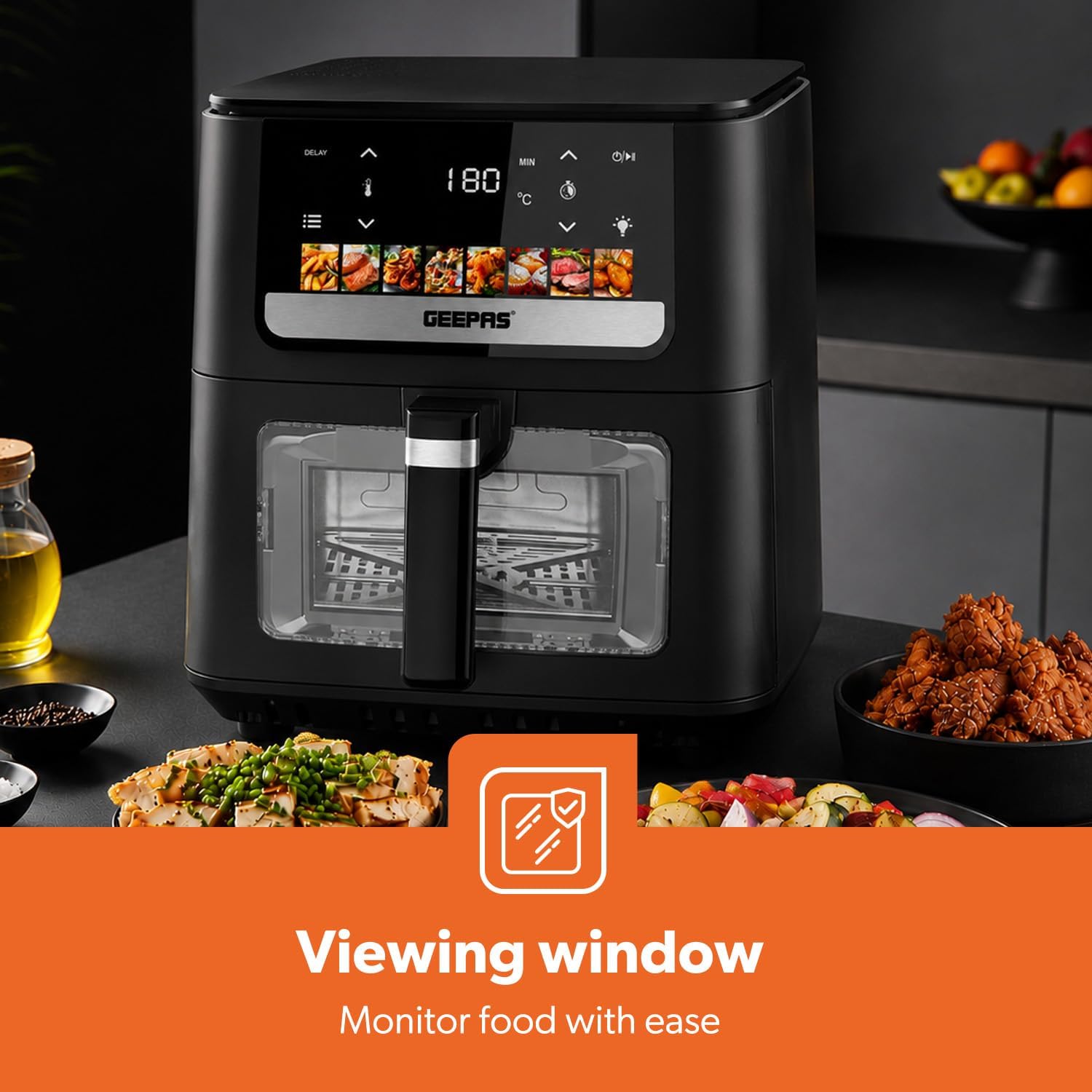 6.5L Digital Family-Sized 8-in-1 Convection Air Fryer with LED Touchscreen