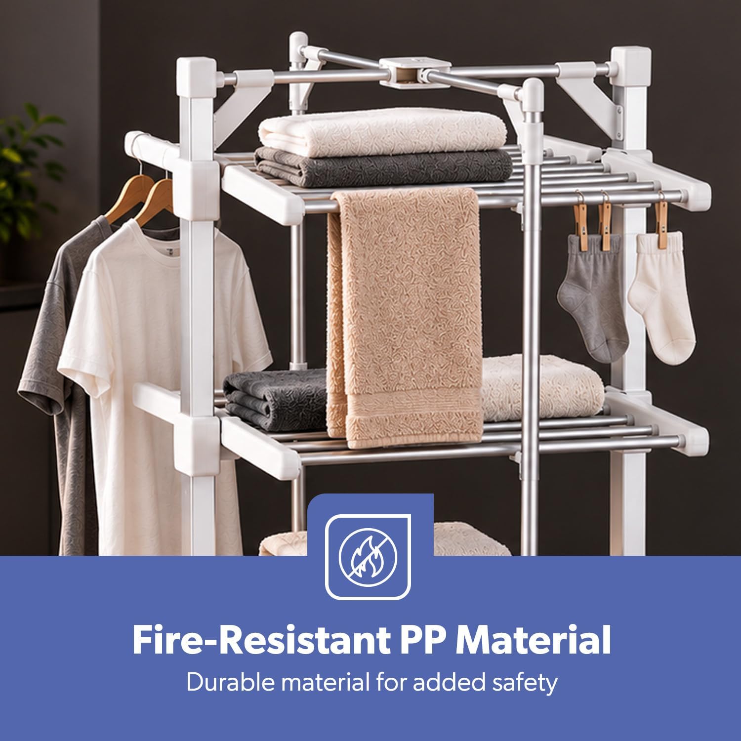 3-Tier Indoor Foldable Heated Clothes Airer Electric Dryer