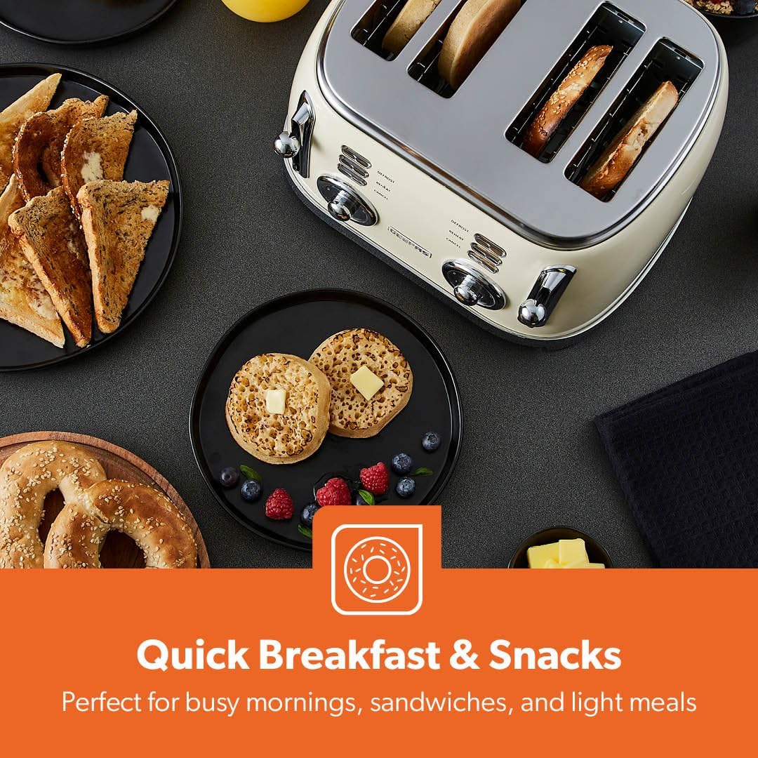 Cream Retrovive Matching Dome Kettle and Toaster Set