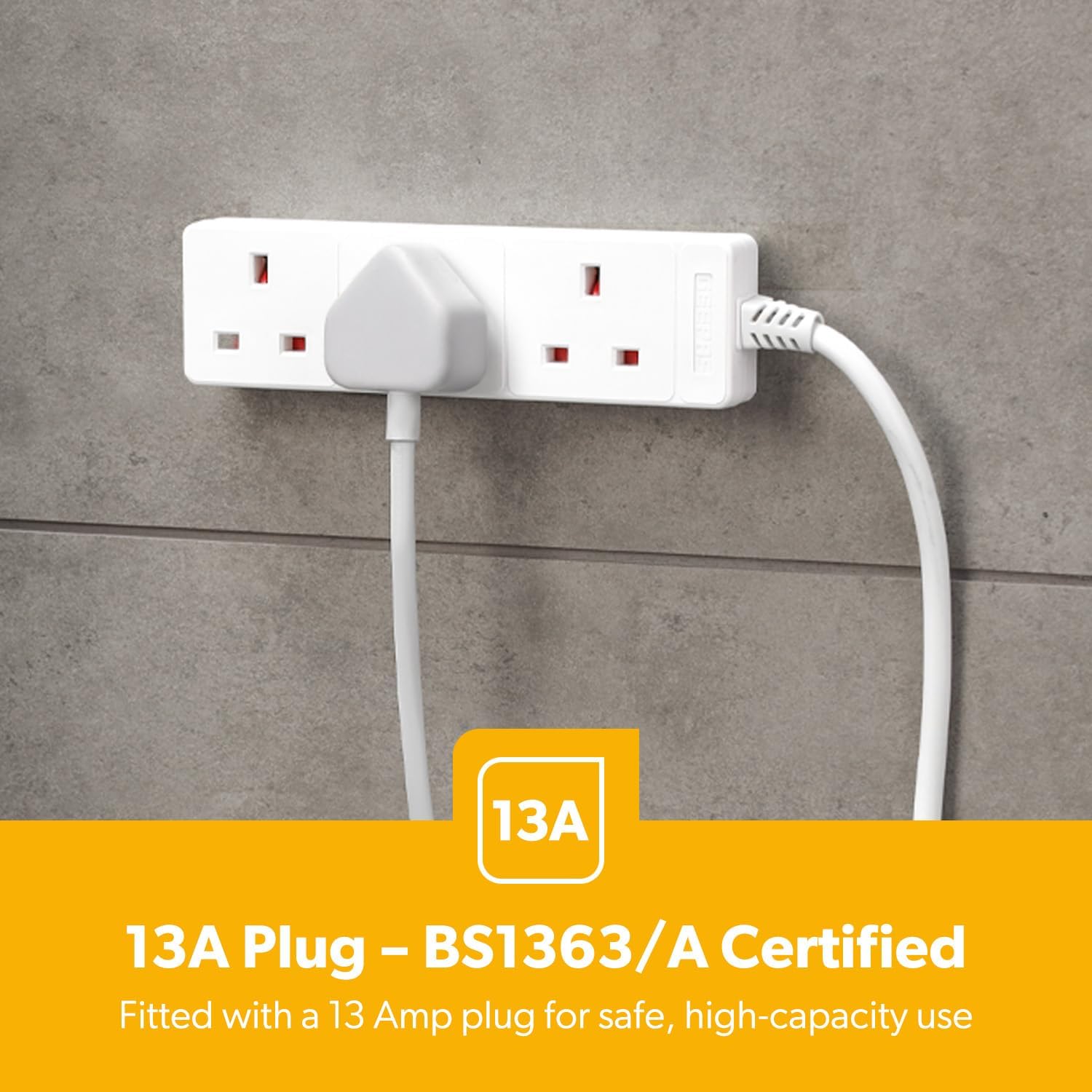 3 Gang Extension Lead, 3M Cable 3-Way Plug Extension Cable