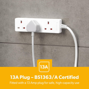 3 Gang Extension Lead, 2M Cable | 3-Way Plug Extension Cable