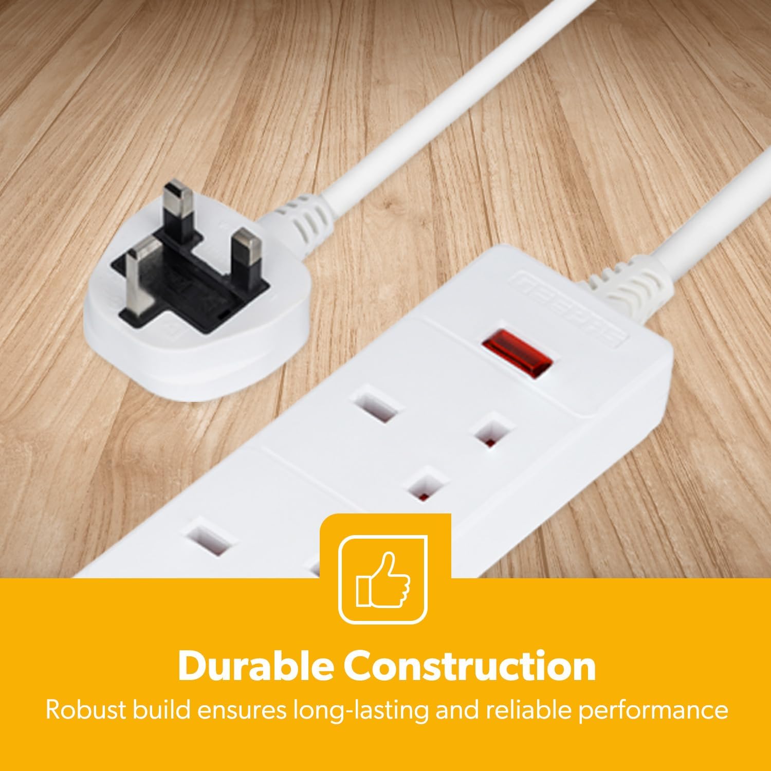 6 Gang Extension Lead, 1M Cable 6-Way Plug Extension Cable