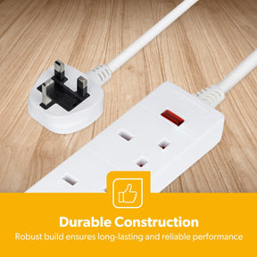 6 Gang Extension Lead, 5M Cable 6-Way Plug Extension Cable