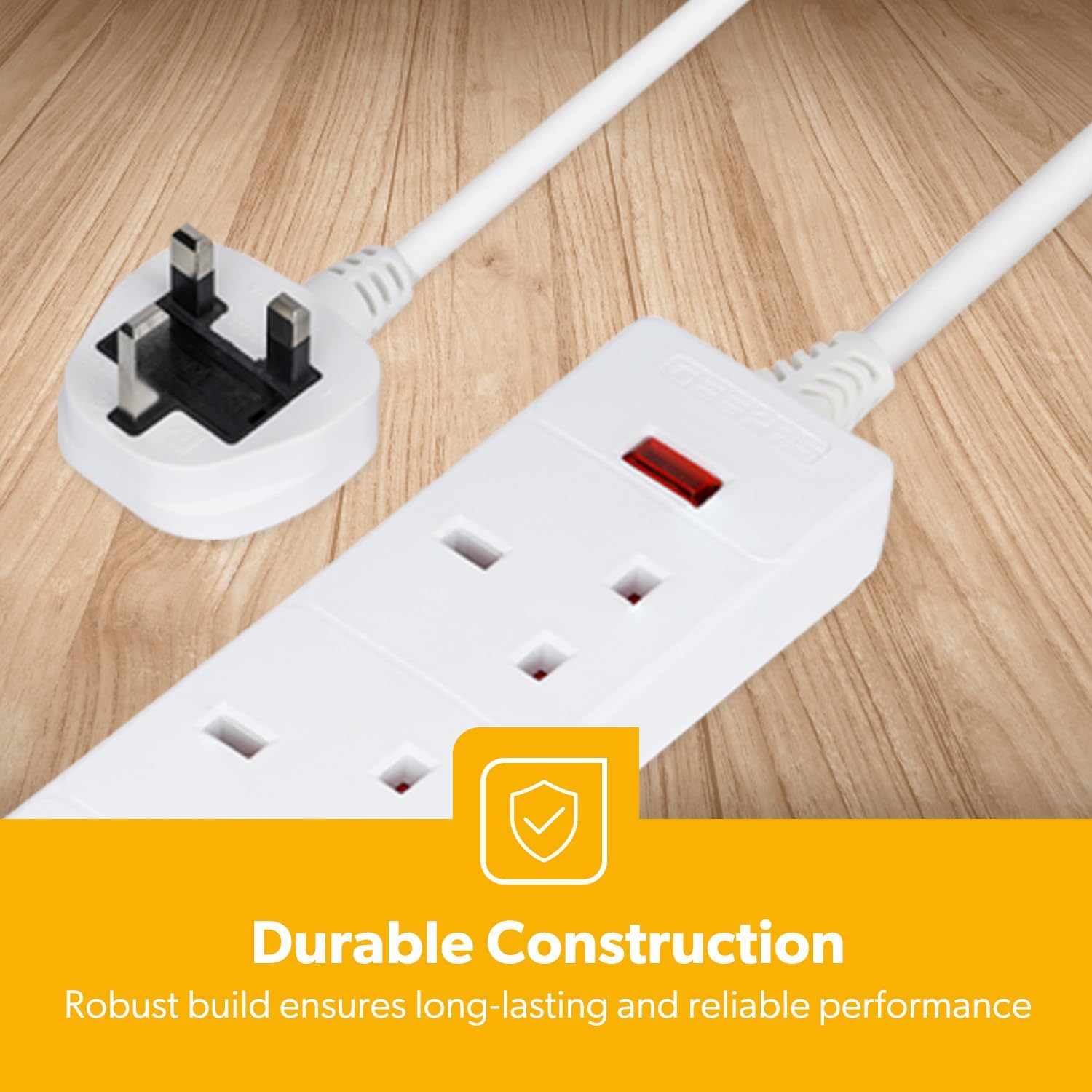 3 Gang Extension Lead, 5M Cable 3-Way Plug Extension Cable