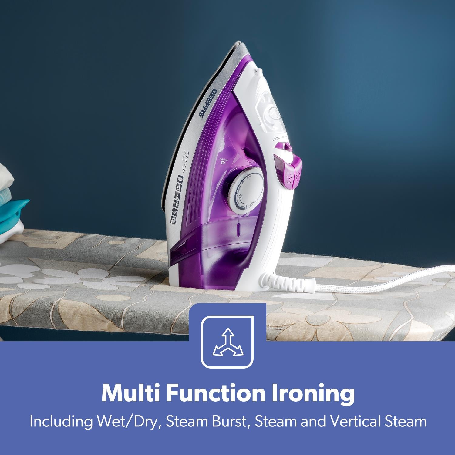 2000W Self Clean Purple Ceramic Soleplate Steam Iron