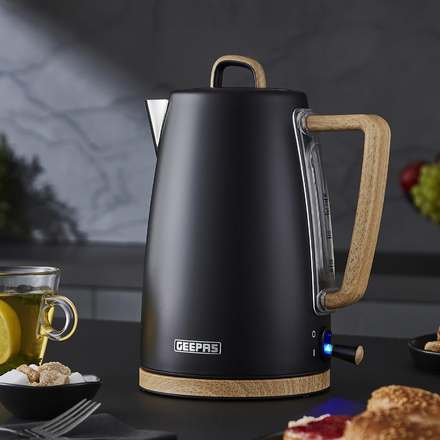 Black NordiQ 1.7L Electric Kettle, Toaster, Jug Blender & 20L Microwave Set