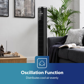 46-Inch Silent Black Tower Fan With Remote Control