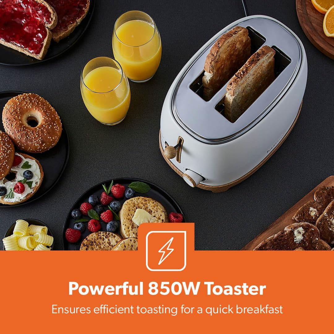 NordiQ Cream 2-Slice Toaster & 1.7L Electric Kettle Set