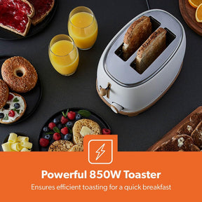NordiQ Cream 2-Slice Bread Toaster With 6 Browning Levels