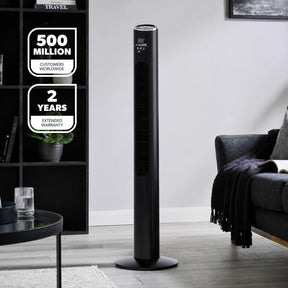 46-Inch Silent Black Tower Fan With Remote Control