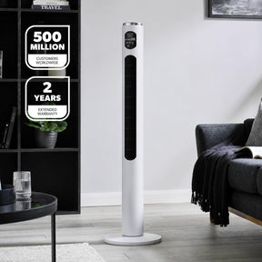 46-Inch Silent White Tower Fan With Remote Control