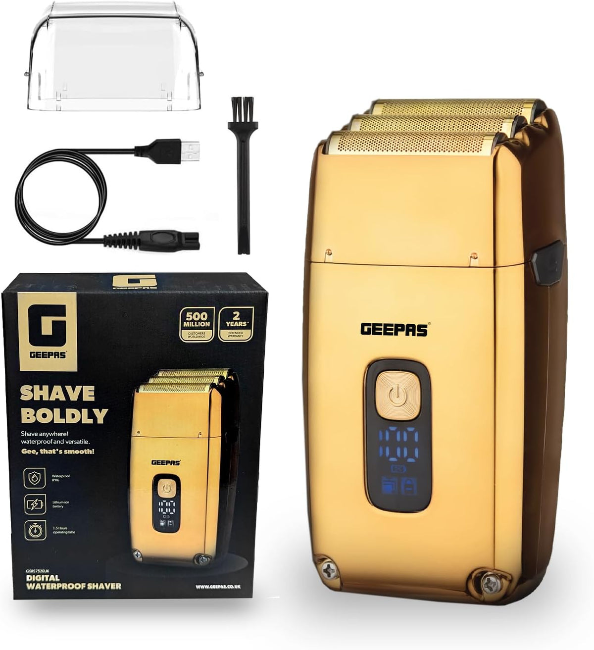 Golden Triple-Blade Waterproof Electric Foil Shaver