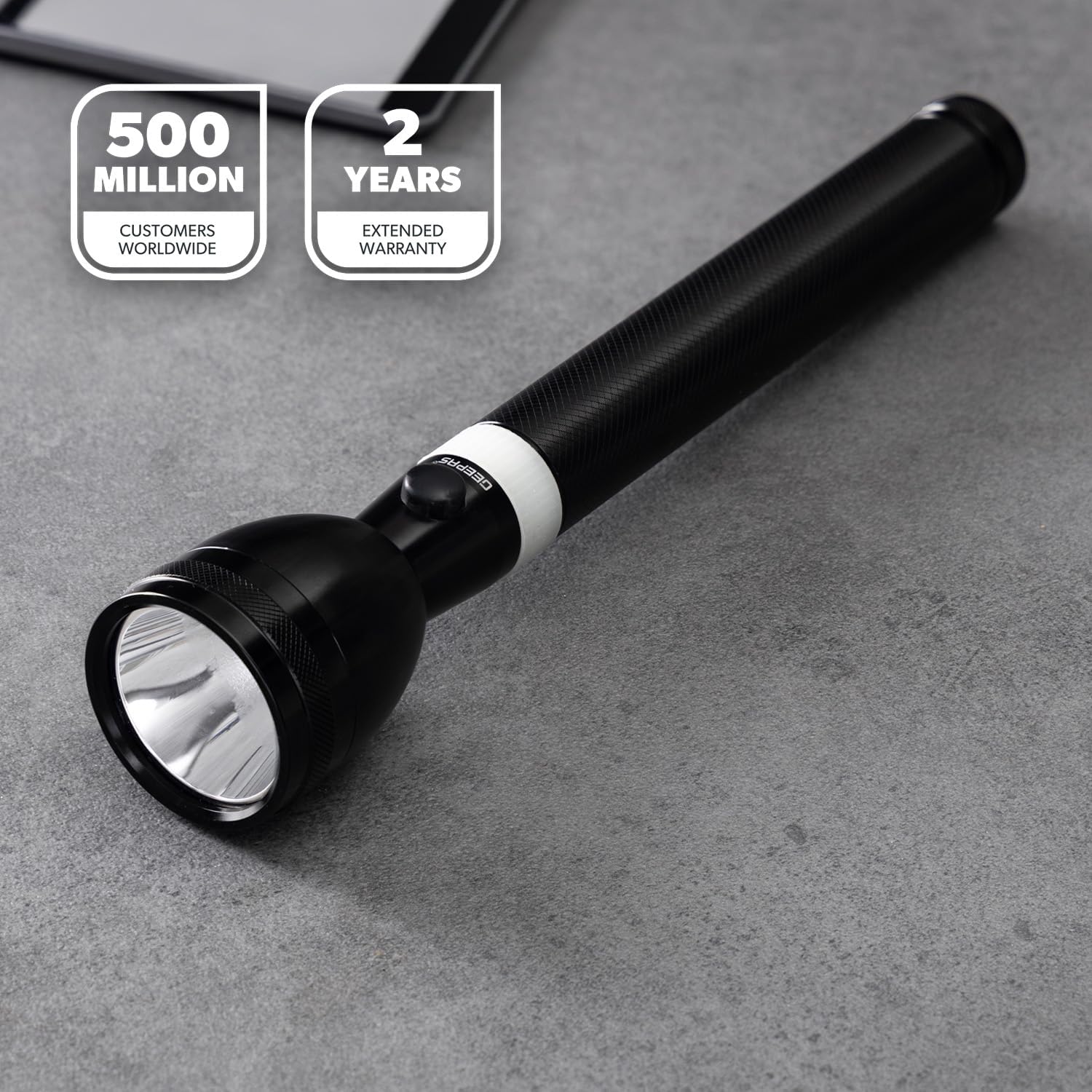Rechargeable LED Torch 7W Super Bright Lightweight 6000mAh Long Battery Life Flashlight