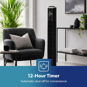 46-Inch Silent Black Tower Fan With Remote Control