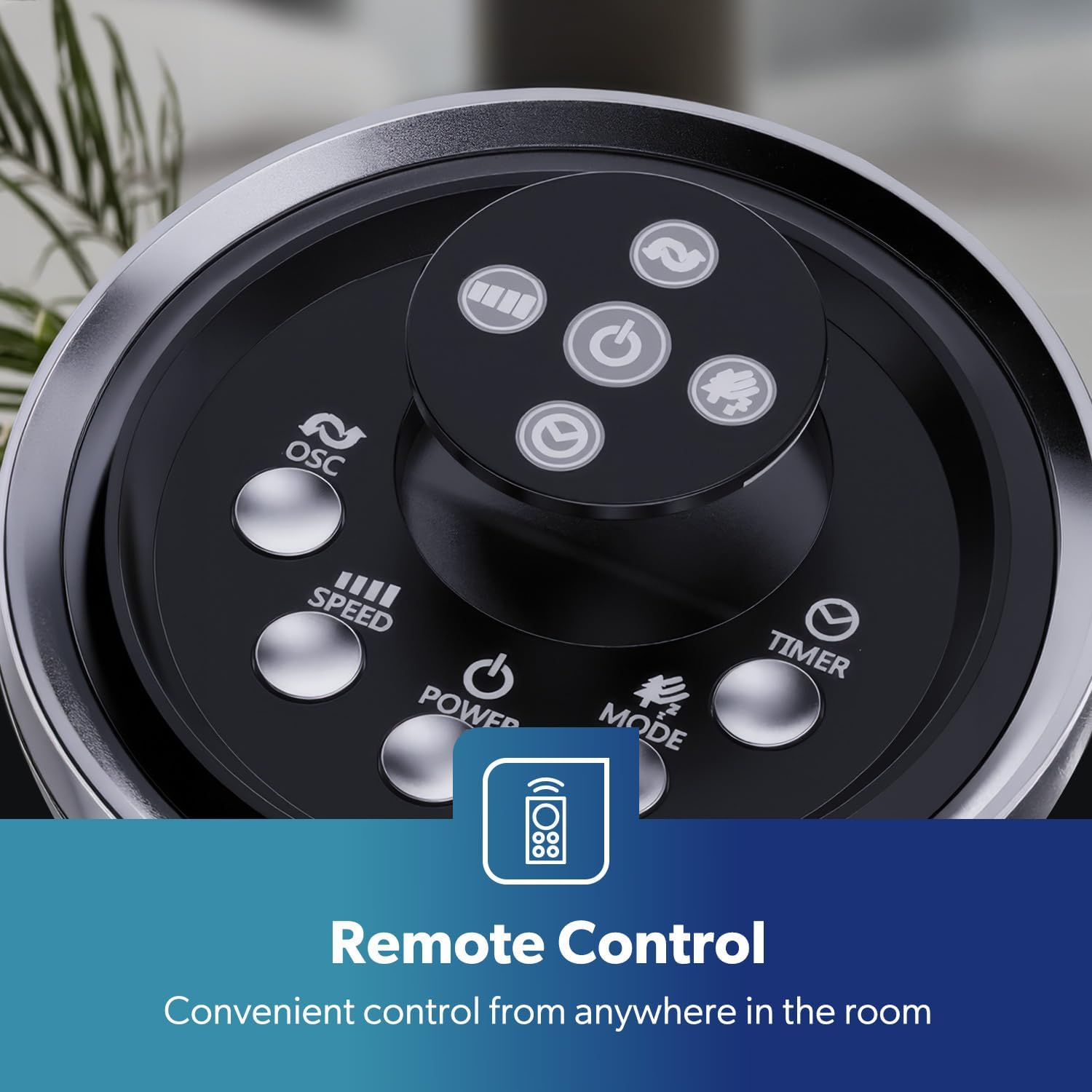 46-Inch Silent Black Tower Fan With Remote Control