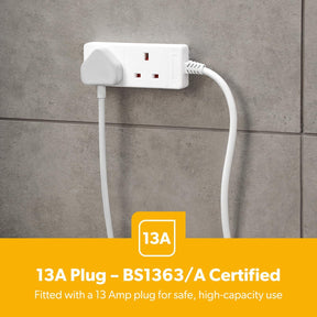2 Gang Extension Lead, 3M Cable | 2-Way Plug Extension Cable