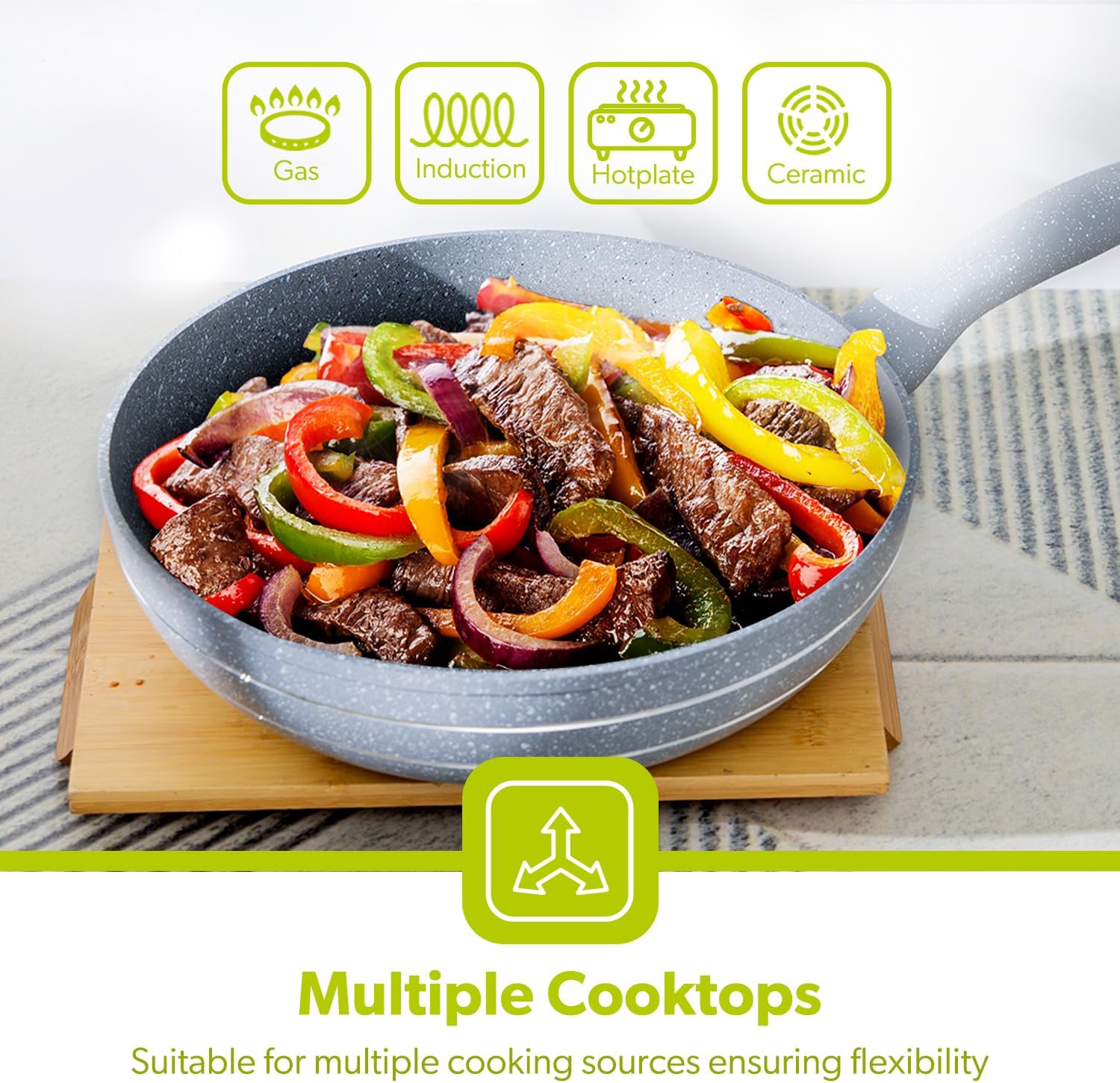 Forged Aluminium Wok Pan, 26 CM | Induction Safe Frying Pan