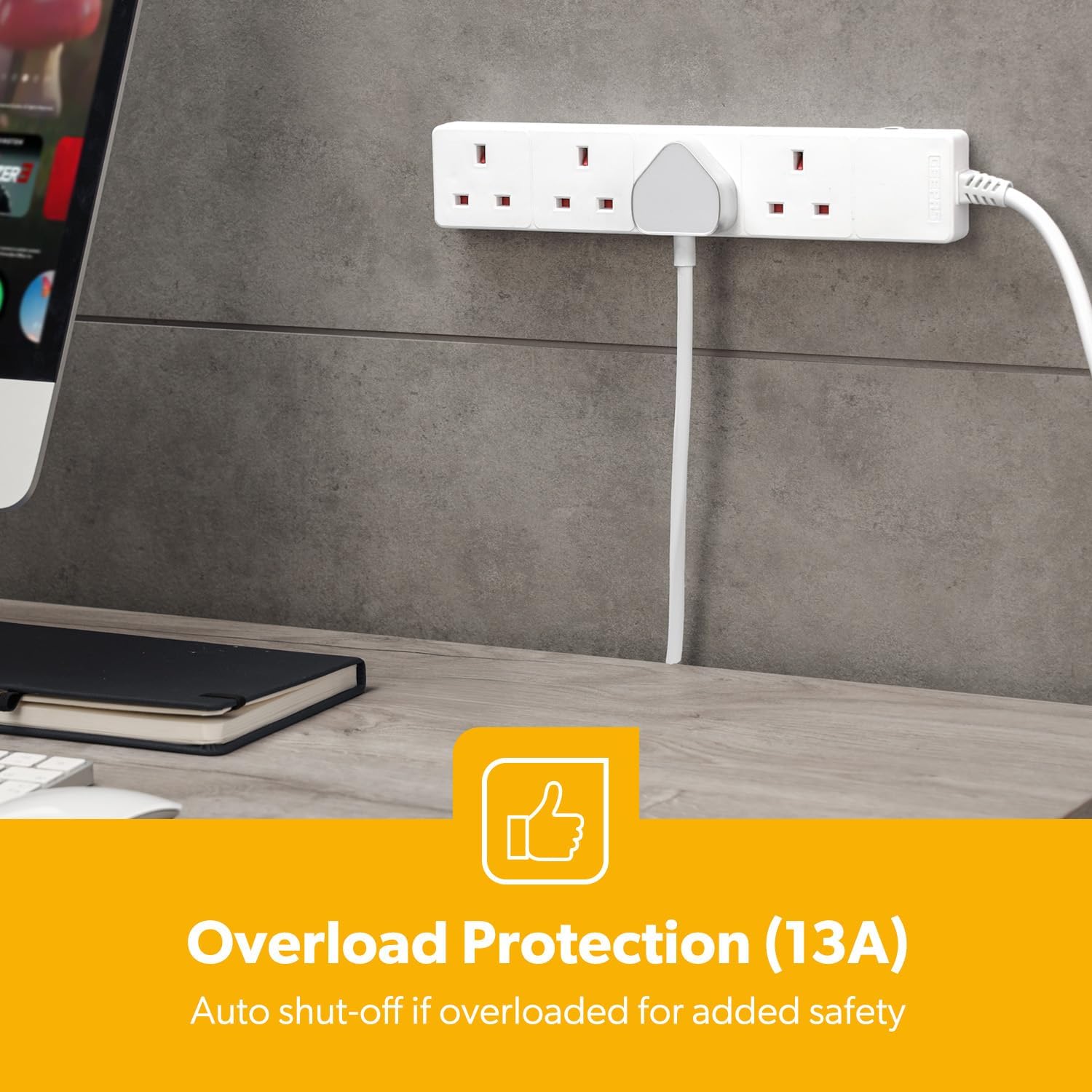 4 Gang Extension Lead, 10M Cable 4-Way Plug Extension Cable