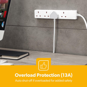 4 Gang Extension Lead, 10M Cable 4-Way Plug Extension Cable